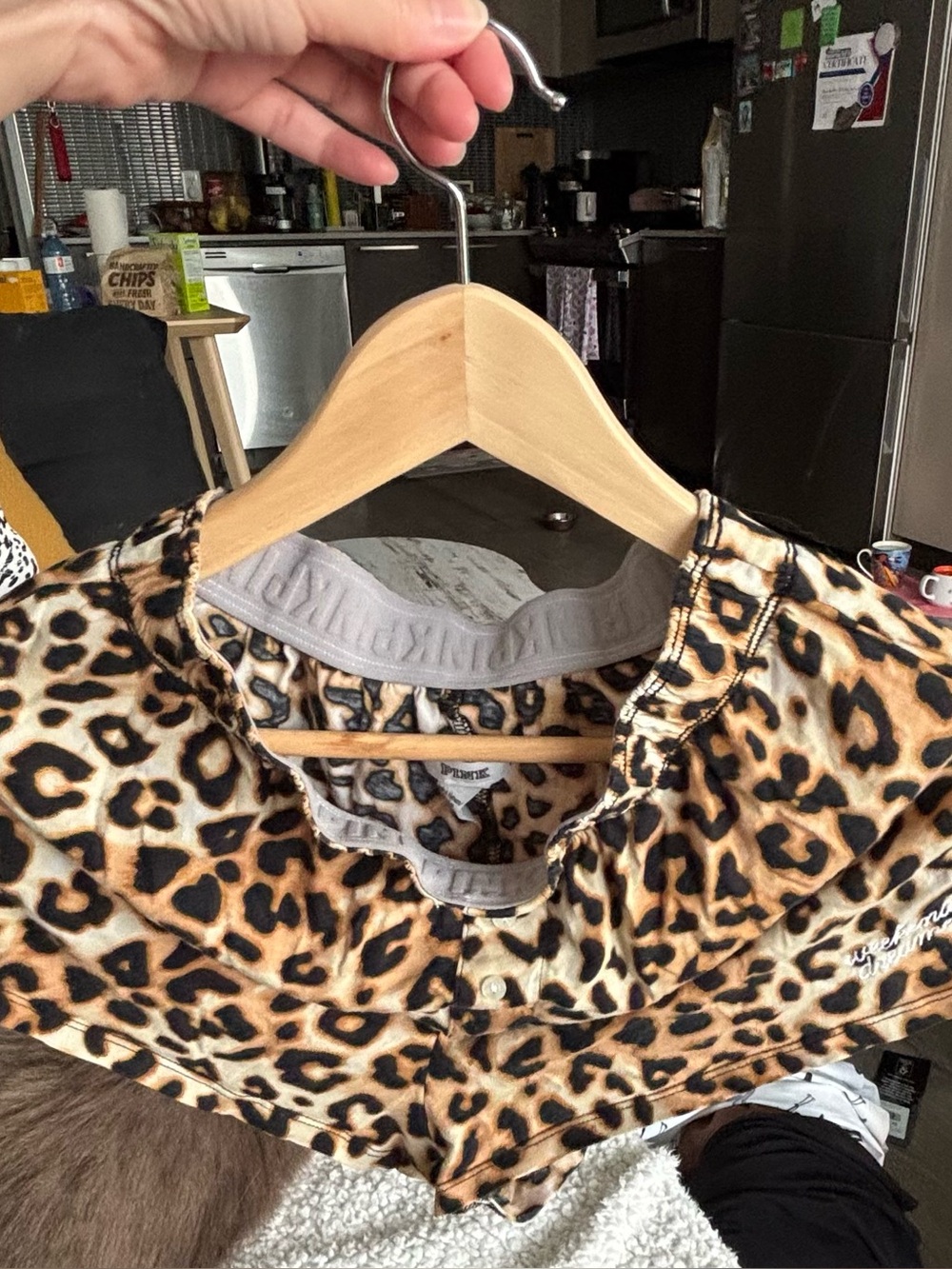 PINK Victoria's Secret Leopard Print Plush Lounge Shorts in Tan and Black